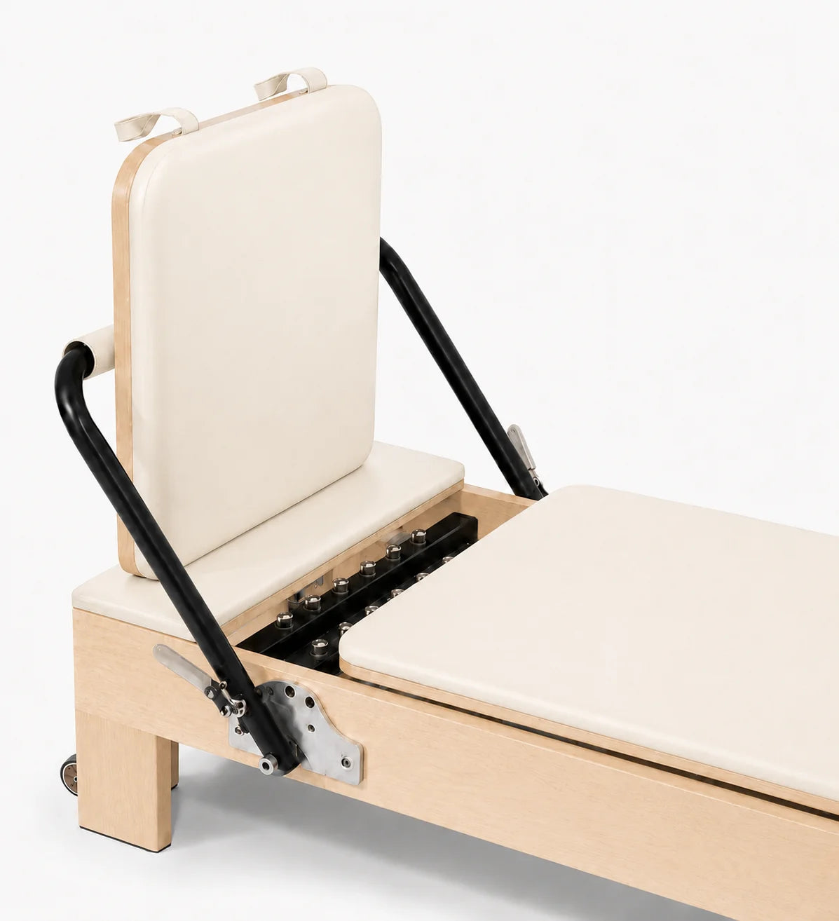 Reformer Pilates Classique studio Blanc Footbar - Détail Barre de Pied - Pilates At Home