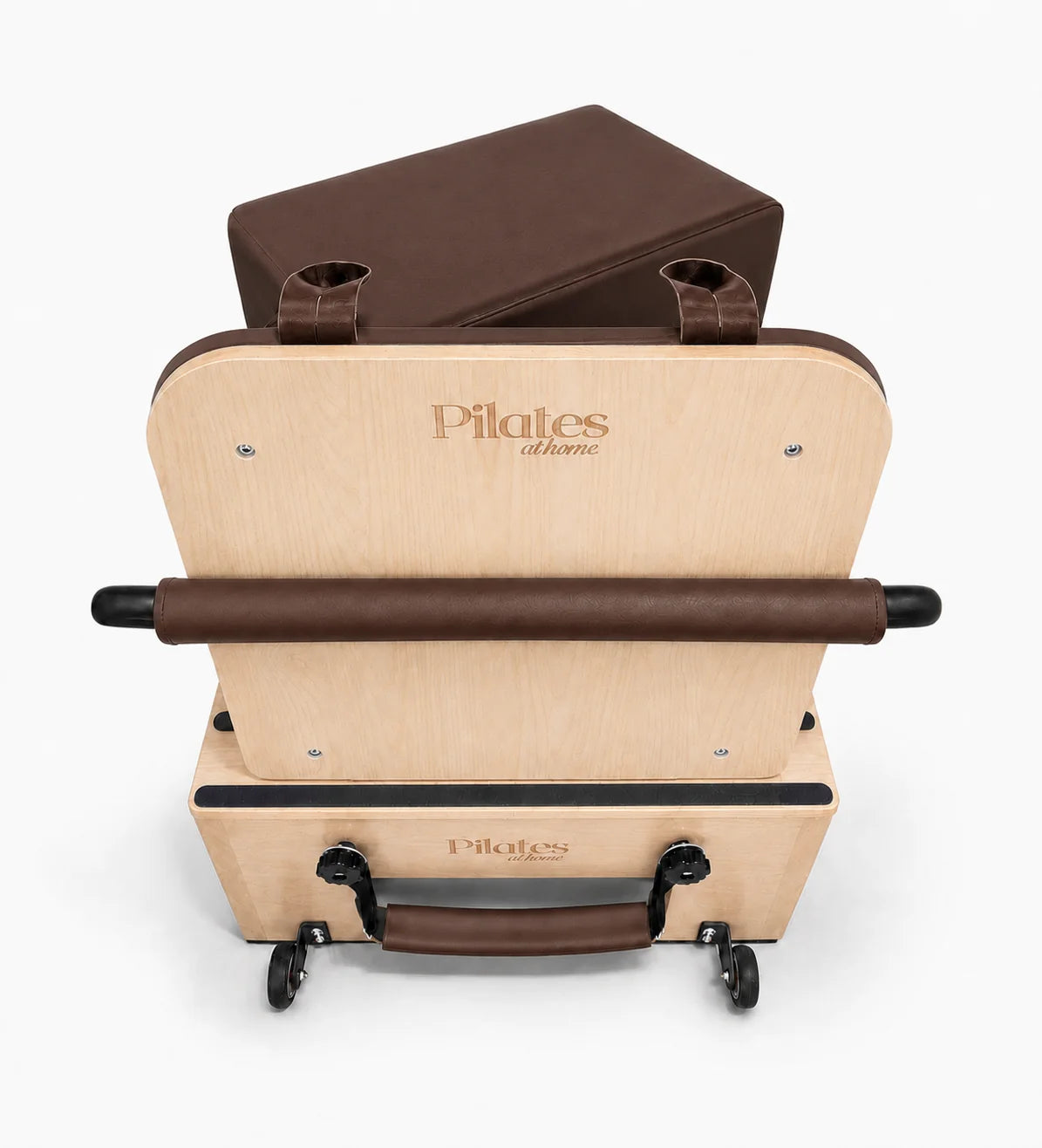 Reformer Pilates Classique studio Marron Vue Arrière - Machine Pilates - Pilates At Home