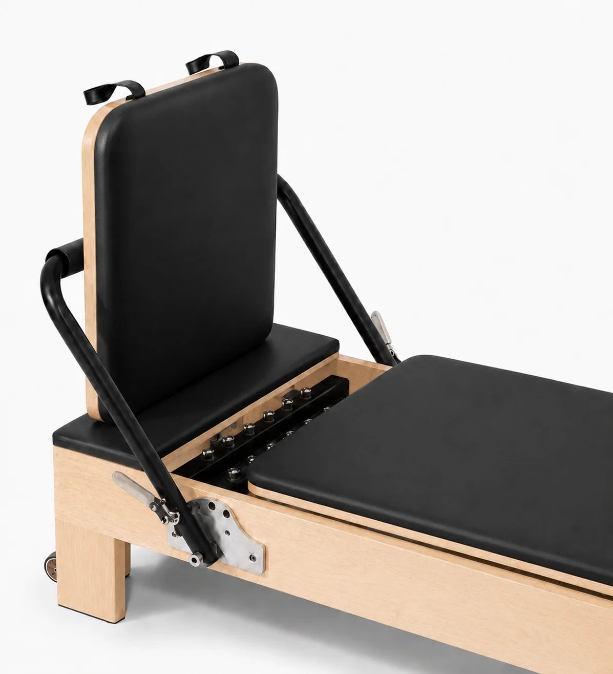 Reformer Pilates Classique Studio Noir Footbar - Détail Barre de Pied - Pilates At Home